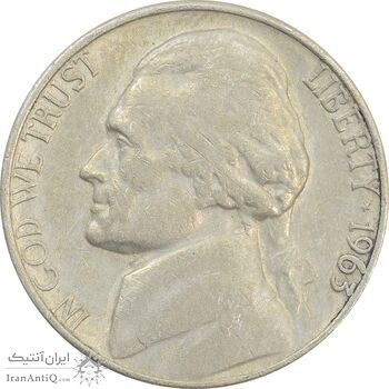 سکه 5 سنت 1963D جفرسون - VF30 - آمریکا