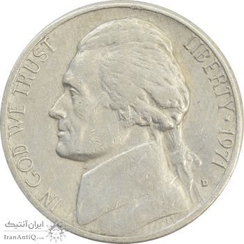 سکه 5 سنت 1971D جفرسون - VF30 - آمریکا