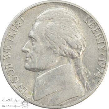 سکه 5 سنت 1974D جفرسون - EF40 - آمریکا