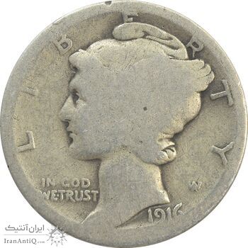 سکه 1 دایم 1916S مرکوری - F - آمریکا