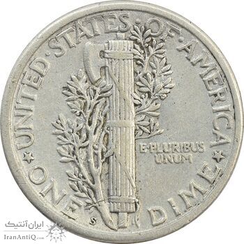 سکه 1 دایم 1917S مرکوری - EF40 - آمریکا