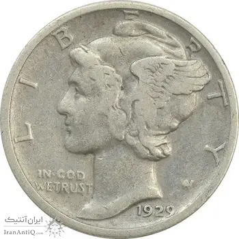 سکه 1 دایم 1929S مرکوری - VF35 - آمریکا
