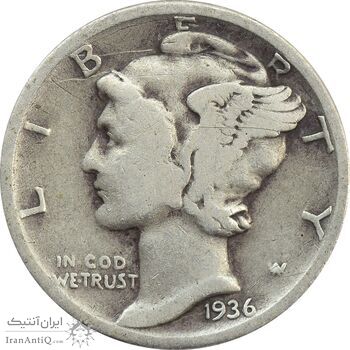 سکه 1 دایم 1936 مرکوری - VF20 - آمریکا