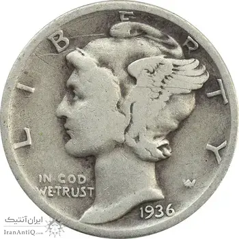 سکه 1 دایم 1936 مرکوری - VF20 - آمریکا