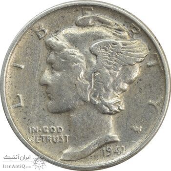 سکه 1 دایم 1941 مرکوری - EF40 - آمریکا