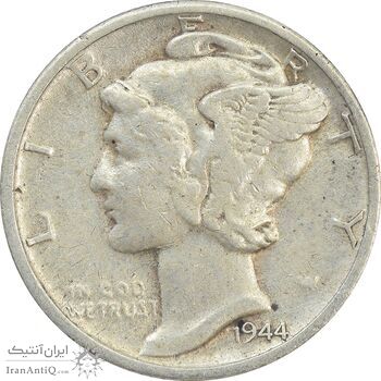 سکه 1 دایم 1944D مرکوری - EF45 - آمریکا