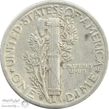 سکه 1 دایم 1944D مرکوری - EF45 - آمریکا