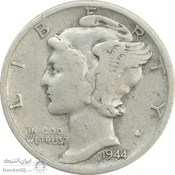 سکه 1 دایم 1944S مرکوری - VF25 - آمریکا