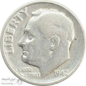 سکه 1 دایم 1947D روزولت - VF30 - آمریکا