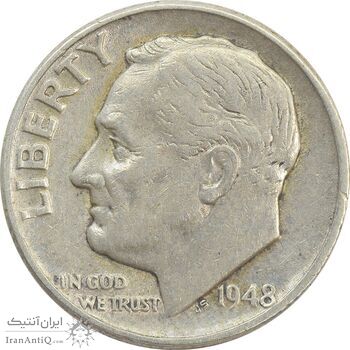 سکه 1 دایم 1948 روزولت - EF40 - آمریکا