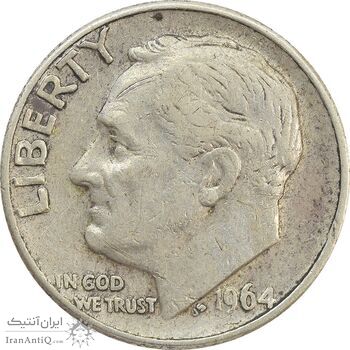 سکه 1 دایم 1964D روزولت - EF40 - آمریکا