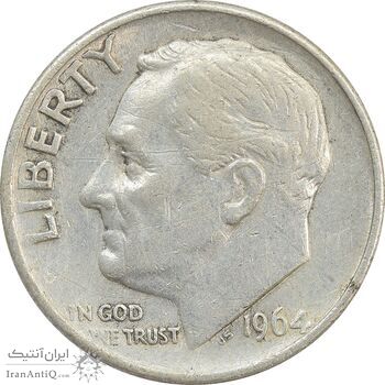 سکه 1 دایم 1964 روزولت - VF35 - آمریکا