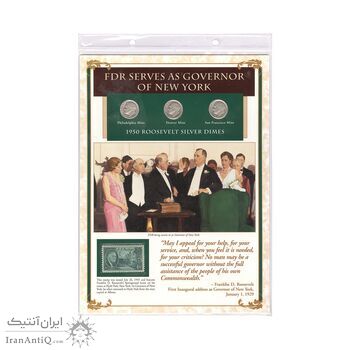 مجموعه سکه 1 دایم 1950 روزولت با تمبر 1945 - آمریکا
