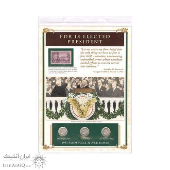مجموعه سکه 1 دایم 1951 روزولت با تمبر 1945 - آمریکا مجموعه سکه 1 دایم 1951 روزولت با تمبر 1945 - آمریکا