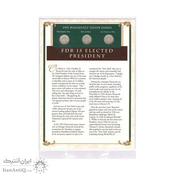 مجموعه سکه 1 دایم 1951 روزولت با تمبر 1945 - آمریکا مجموعه سکه 1 دایم 1951 روزولت با تمبر 1945 - آمریکا