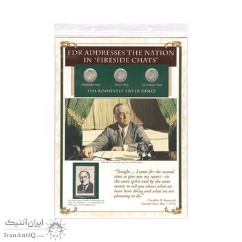 مجموعه سکه 1 دایم 1954 روزولت با تمبر 1986 - آمریکا