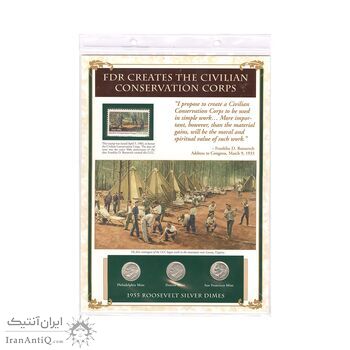 مجموعه سکه 1 دایم 1955 روزولت با تمبر 1983 - آمریکا مجموعه سکه 1 دایم 1955 روزولت با تمبر 1983 - آمریکا