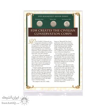 مجموعه سکه 1 دایم 1955 روزولت با تمبر 1983 - آمریکا مجموعه سکه 1 دایم 1955 روزولت با تمبر 1983 - آمریکا