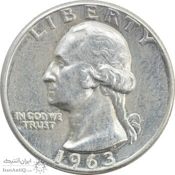 سکه کوارتر دلار 1963 واشنگتن - EF40 - آمریکا سکه کوارتر دلار 1963 واشنگتن - EF40 - آمریکا