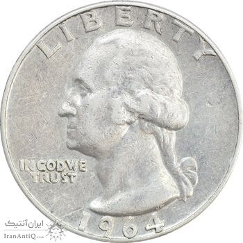 سکه کوارتر دلار 1964D واشنگتن - VF35 - آمریکا سکه کوارتر دلار 1964D واشنگتن - VF35 - آمریکا