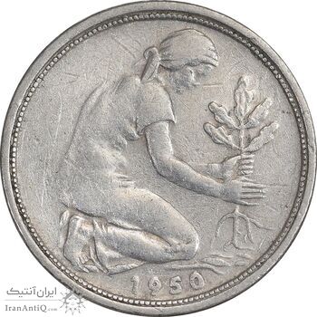 سکه 50 فینیگ 1950G جمهوری فدرال - EF45 - آلمان