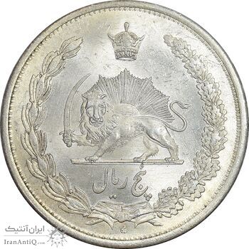 سکه 5 ریال 1313 - 3 تاریخ متوسط - MS63 - رضا شاه