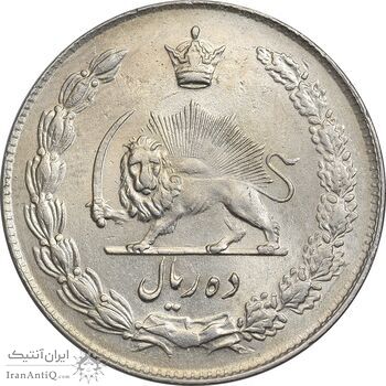 سکه 10 ریال 1343 - ضخیم - AU58 - محمد رضا شاه