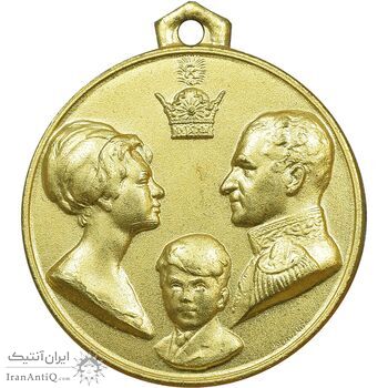 مدال آویزی تاجگذاری - سه رخ - UNC - محمد رضا شاه
