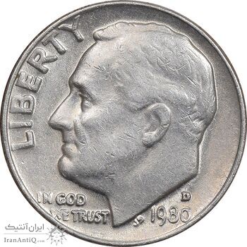سکه 1 دایم 1980D روزولت - EF45 - آمریکا سکه 1 دایم 1980D روزولت - EF45 - آمریکا
