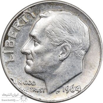 سکه 1 دایم 1964D روزولت - AU55 - آمریکا سکه 1 دایم 1964D روزولت - AU55 - آمریکا