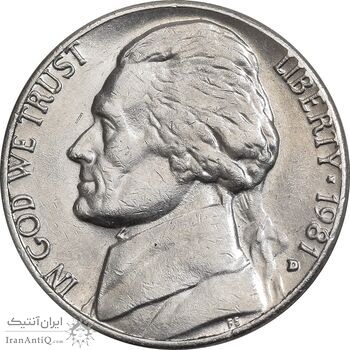 سکه 5 سنت 1981D جفرسون - AU50 - آمریکا