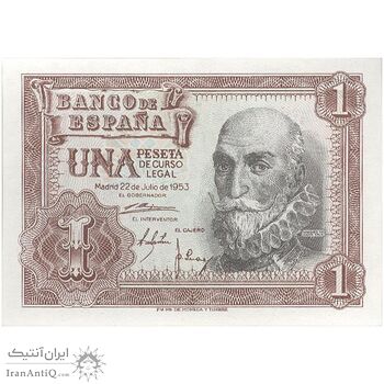 اسکناس 1 پزتا 1953 فرانسیسکو فرانکو - تک - UNC63 - اسپانیا