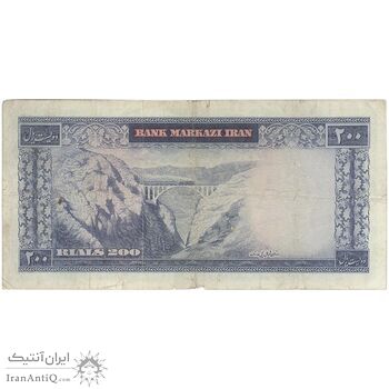 اسکناس 200 ریال (آموزگار - سمیعی) نوشته سیاه - تک - F15 - محمد رضا شاه