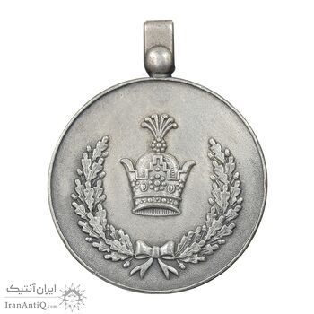 مدال نقره خدمت دو رو تاج - AU - ضرب SPORRONG - رضا شاه