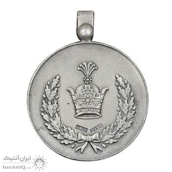 مدال نقره خدمت دو رو تاج - AU - ضرب SPORRONG - رضا شاه