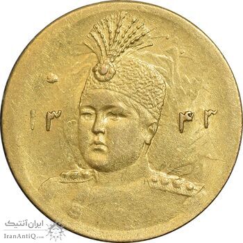 سکه طلا 5000 دینار 1343 تصویری - MS62 - احمد شاه