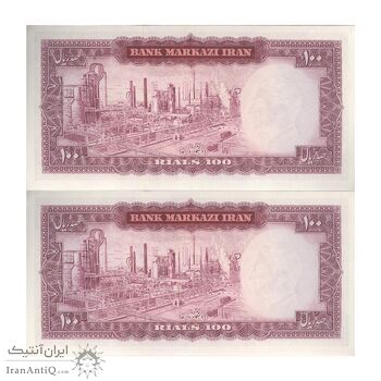 اسکناس 100 ریال 1342 - جفت - UNC62 - محمد رضا شاه