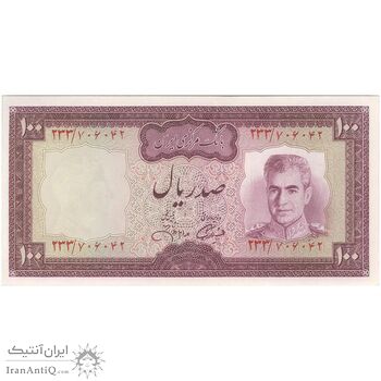 اسکناس 100 ریال (آموزگار - جهانشاهی) - تک - UNC63 - محمد رضا شاه