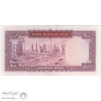 اسکناس 100 ریال (آموزگار - سمیعی) نوشته سیاه - تک - UNC63 - محمد رضا شاه