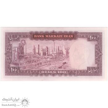 اسکناس 100 ریال (آموزگار - سمیعی) نوشته سیاه - تک - UNC63 - محمد رضا شاه