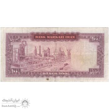 اسکناس 100 ریال (آموزگار - سمیعی) نوشته قرمز - تک - VF30 - محمد رضا شاه