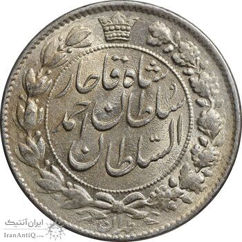 سکه 2 قران 1329 - ارور چرخش 45 درجه - MS62 - احمد شاه