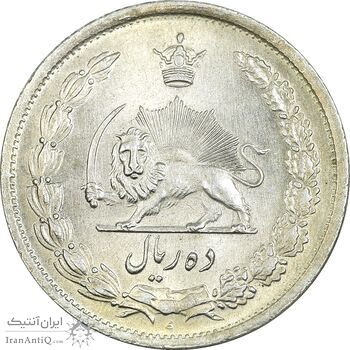 سکه 10 ریال 1323 - MS62 - محمد رضا شاه