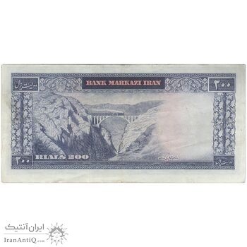 اسکناس 200 ریال (آموزگار - سمیعی) نوشته قرمز - تک - VF35 - محمد رضا شاه