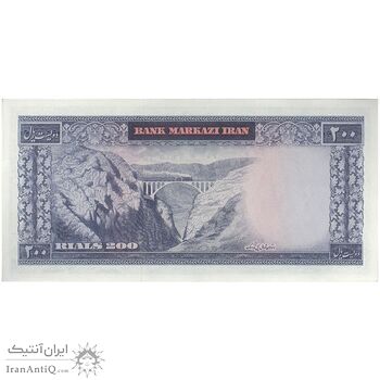 اسکناس 200 ریال (آموزگار - سمیعی) نوشته قرمز - تک - UNC62 - محمد رضا شاه