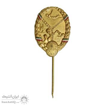 نشان سوزنی یادبود فدراسیون شنا ایران - طلایی - AU - محمد رضا شاه