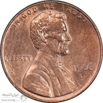 سکه 1 سنت 1986D لینکلن - MS62 - آمریکا