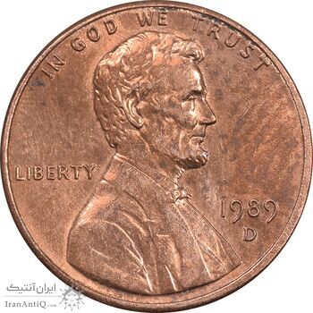 سکه 1 سنت 1989D لینکلن - MS62 - آمریکا
