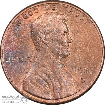 سکه 1 سنت 1987D لینکلن - AU58 - آمریکا
