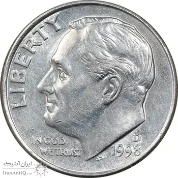سکه 1 دایم 1998D روزولت - AU58 - آمریکا